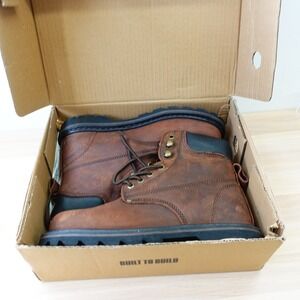 Work Boots Men 8.5 M Dark Brown Nubuck Leather Oil Slip Resistant EVER BOOTS